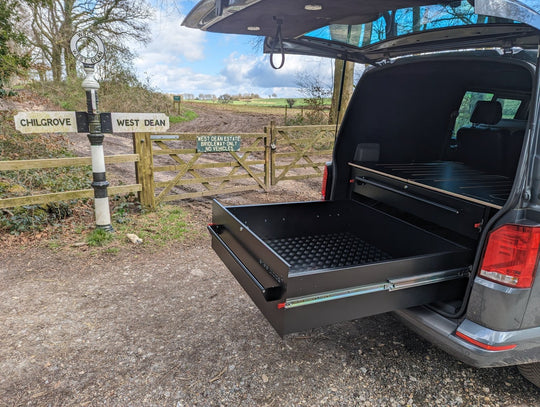 Full-width SteelPod (twin drawers & sliding bed)