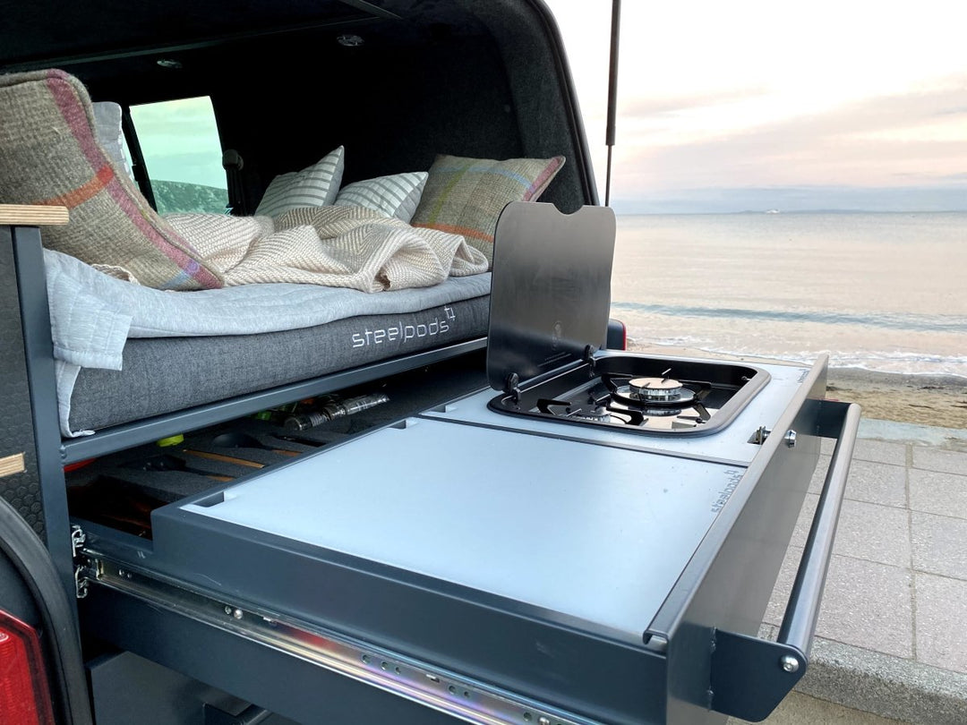 pull-out kitchen uniton a camper