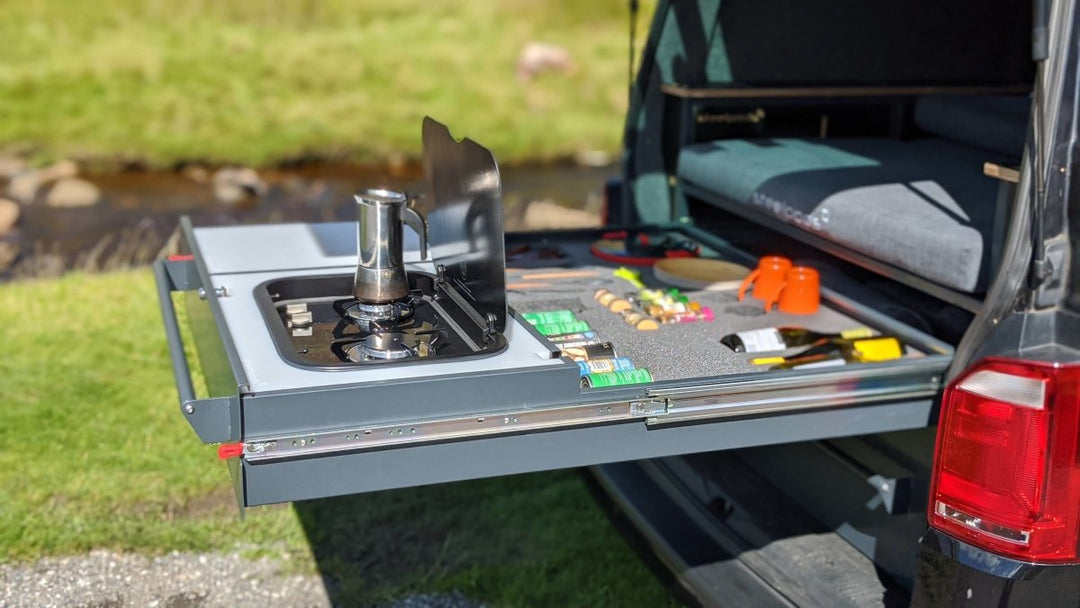 ideas for a pullout kitchen on a campervan