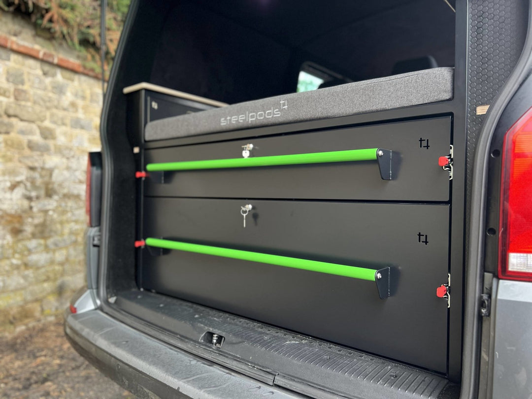 green campervan interior